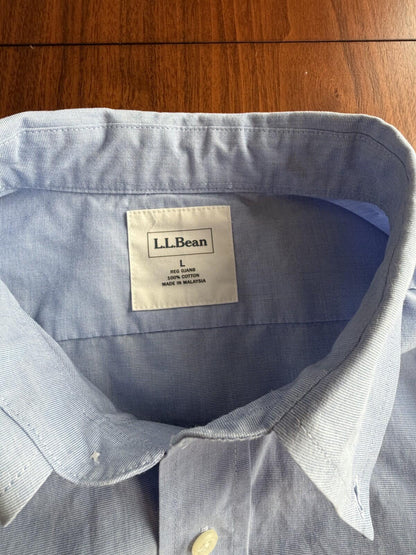L.L.Bean Men's Light Blue Long Sleeve Button-Down Shirt - Size L