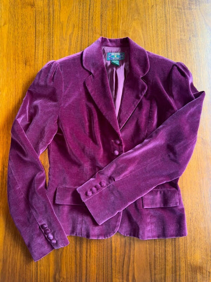 Vintage Charter Club Purple Cotton Velvet Blazer - Size 8