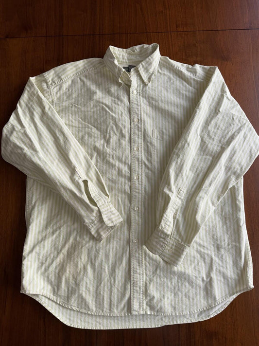 Banana Republic Men's 90s Green Striped Oxford Button Down - Size L