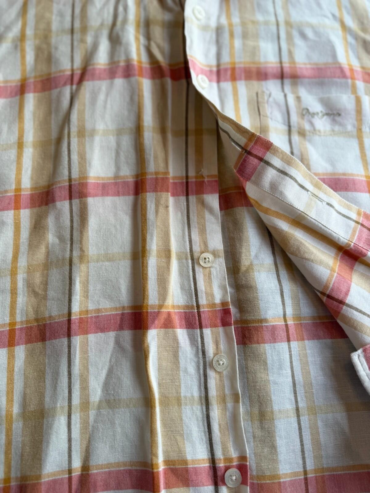 Pepe Jeans London Men's Check Mesh Plaid Short Sleeve Button Down - Size M