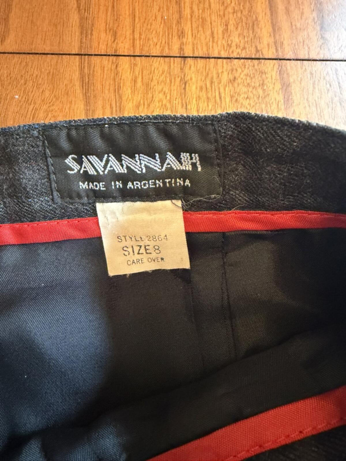 Vintage Savannah Women's Gray Black Plaid Wool Pants- Size 8