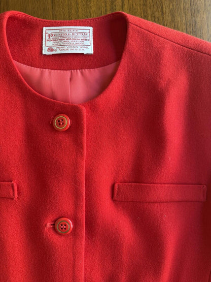 Vintage Pendleton Women's Two-Piece Wool Skirt Suit Red - Size 10