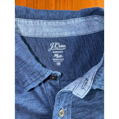 J.Crew Mens Indigo Cotton Knit Goods Slub Long-Sleeve Button-Down Shirt - Size M