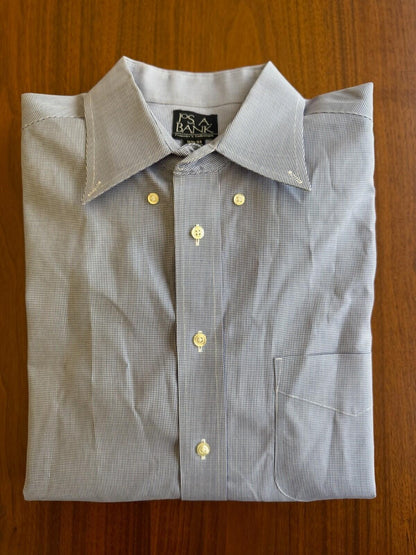 Jos. A. Bank Traveler's Collection Blue Gingham Dress Shirt - Size 16.5-33