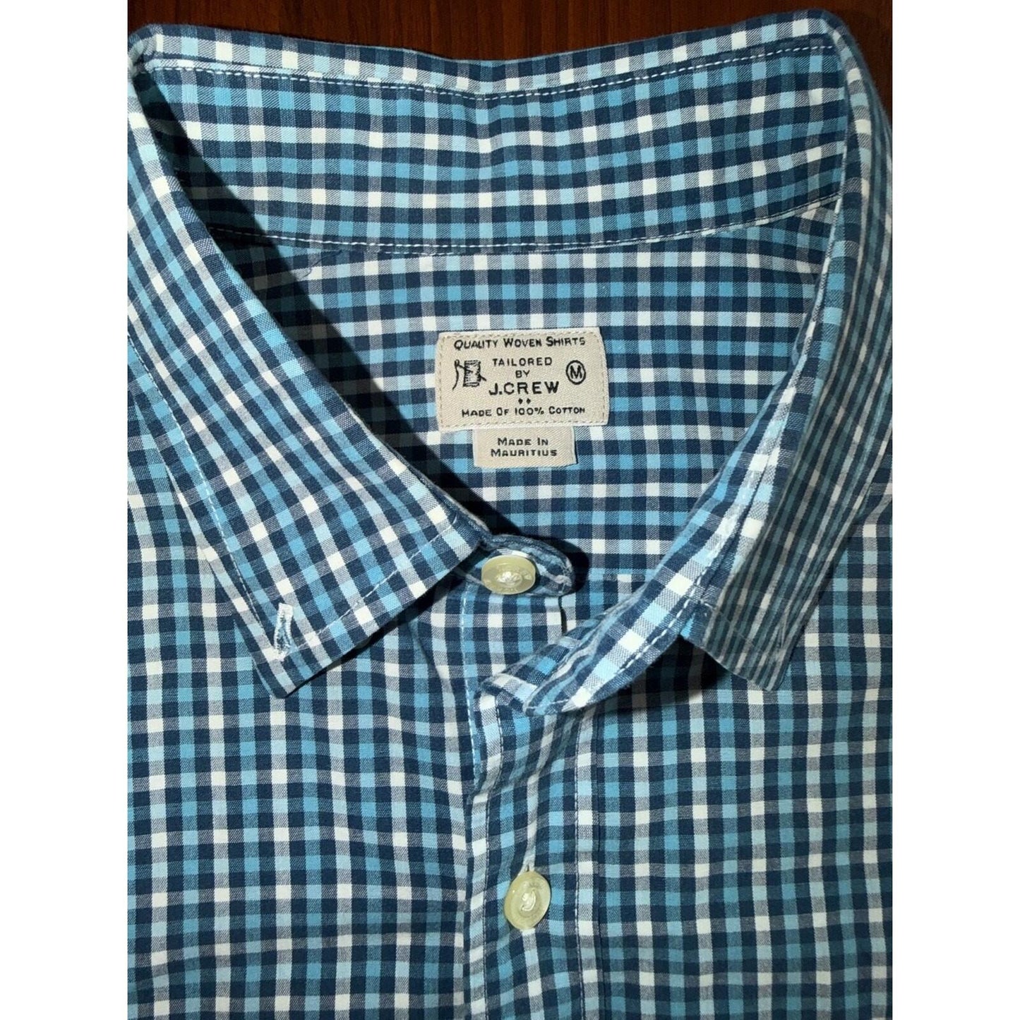 J.Crew Men's Flex Slim Fit Long Sleeve Navy/Teal Plaid Button Down - Size M
