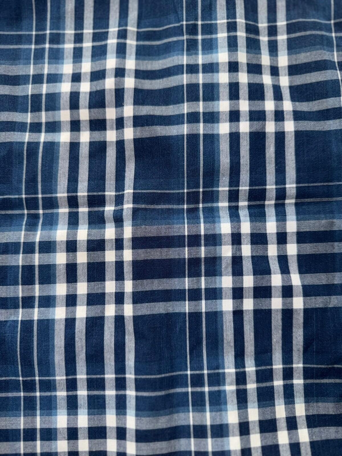J.Crew Men's Classic Fit Indian Madras Blue/White Plaid - Size L