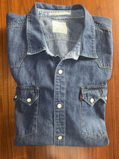 Levi's Slim Fit Western Pearl Snap Shirt - Size XXL