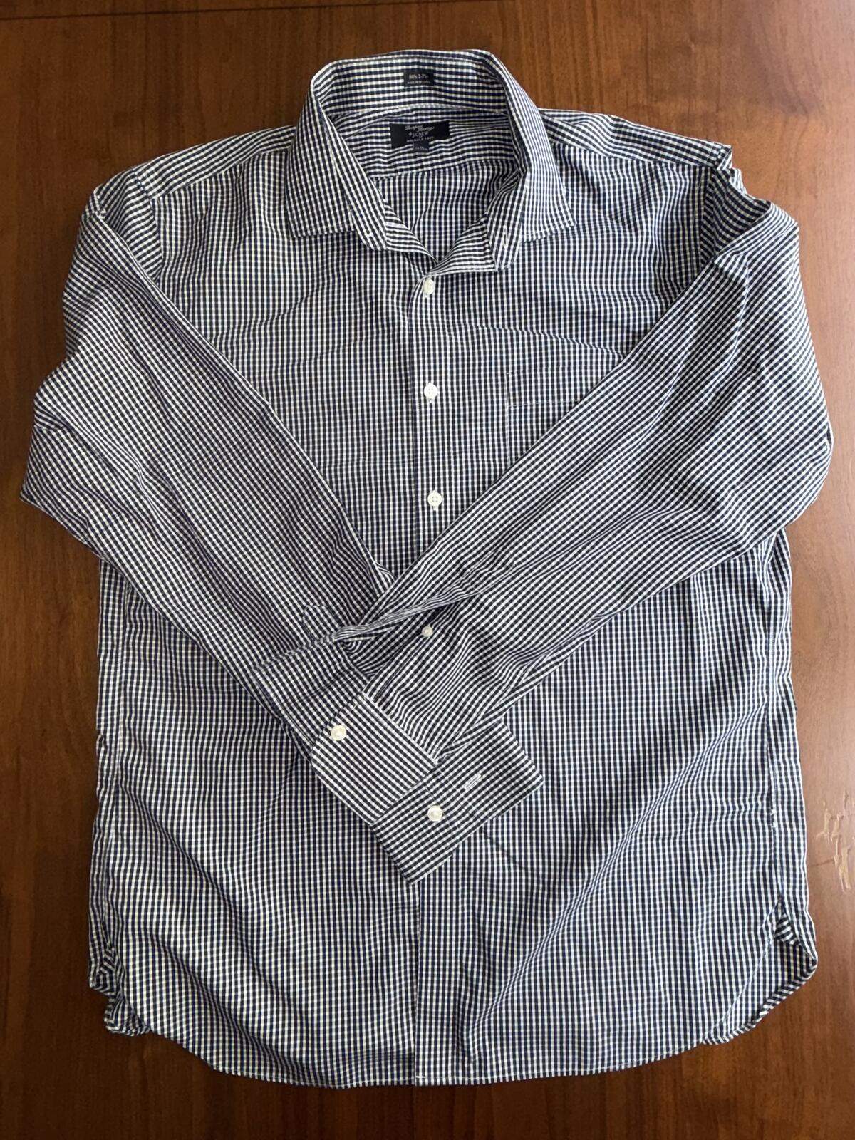 J.Crew Thomas Mason Heritage Navy Gingham Button-Down Dress Shirt - Size XL
