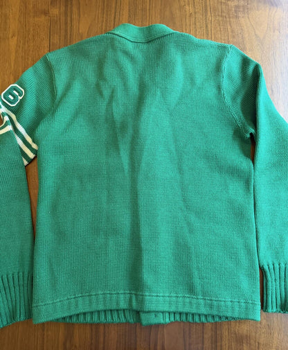 Vintage Nelson Knitting Mills Green Varsity Letterman Cardigan Sweater - Size L