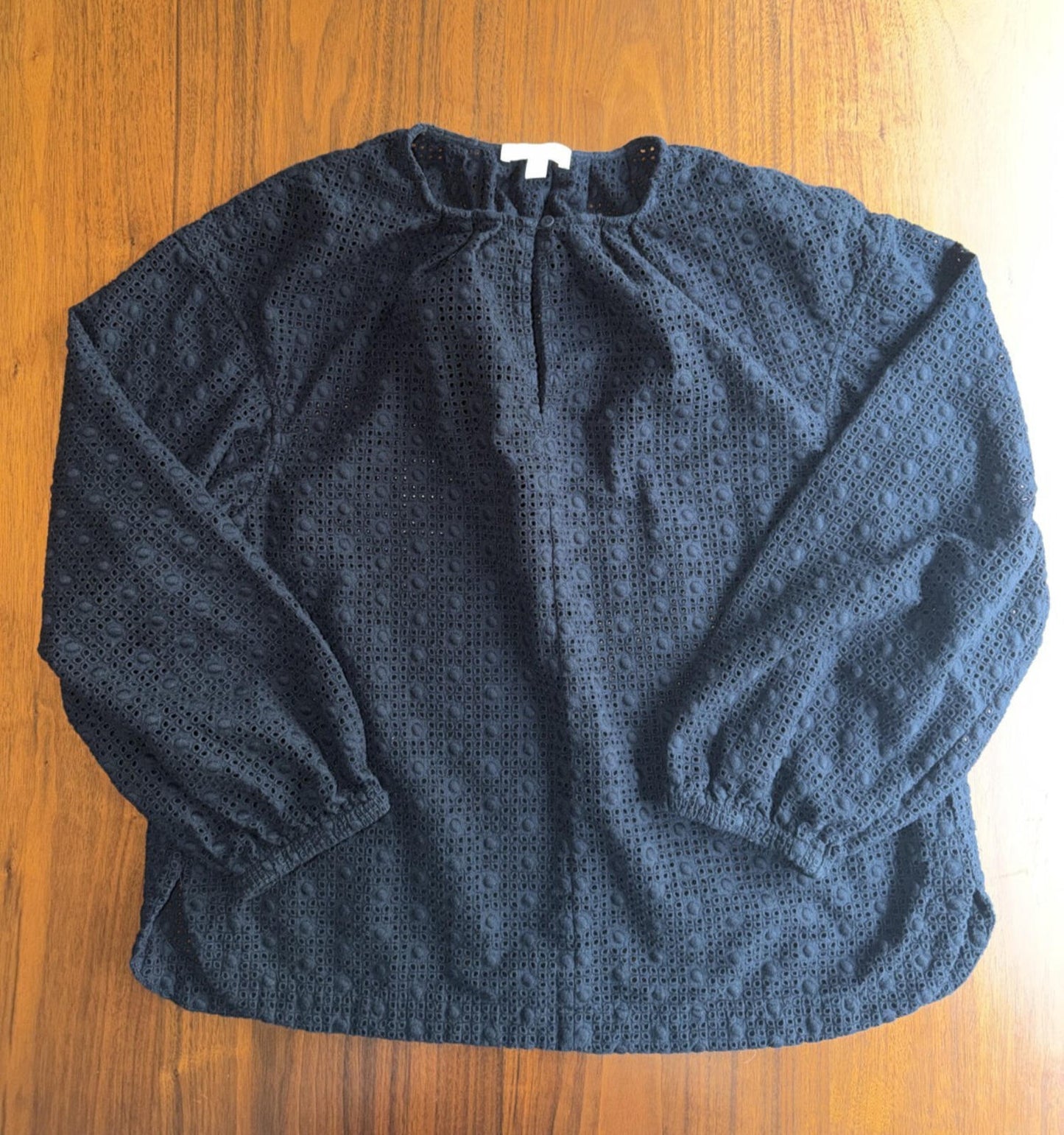 Ann Mashburn Women's Black Long Sleeve Eyelet Blouse - Size M