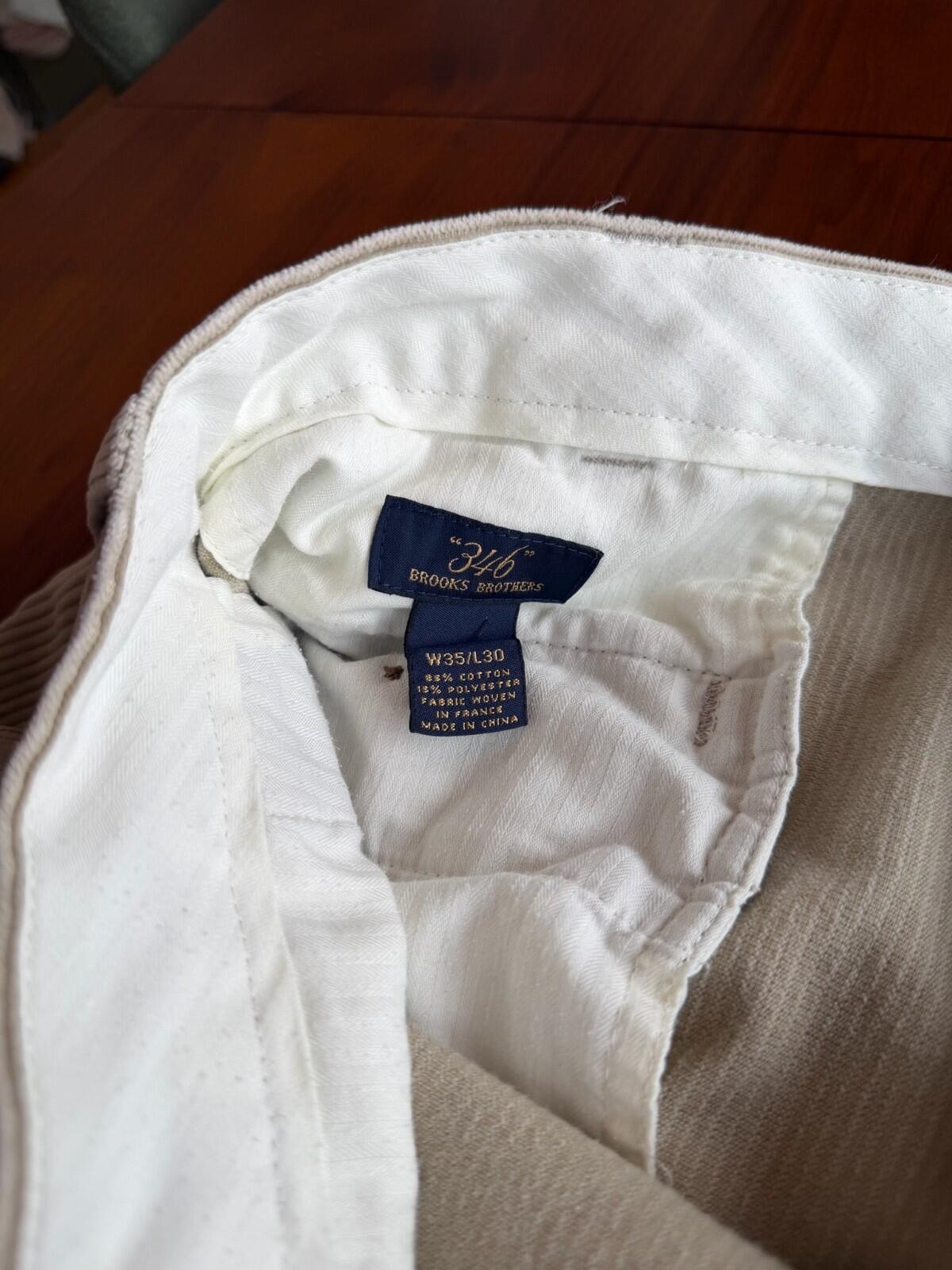 Brooks Brothers 346 Men's Tan Corduroy Pants - W 35 L 30