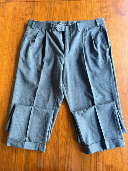 Lauren Ralph Lauren Grey High Performance Wool Pleated Cuffed Dress Pant - 36x30