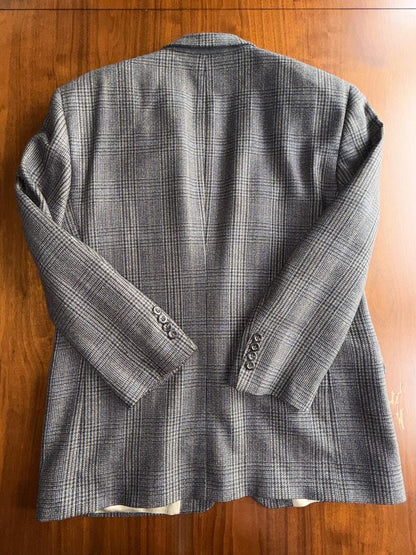 Bill Blass Menswear Gray Plaid Wool Blend Sport Coat - Size 42R