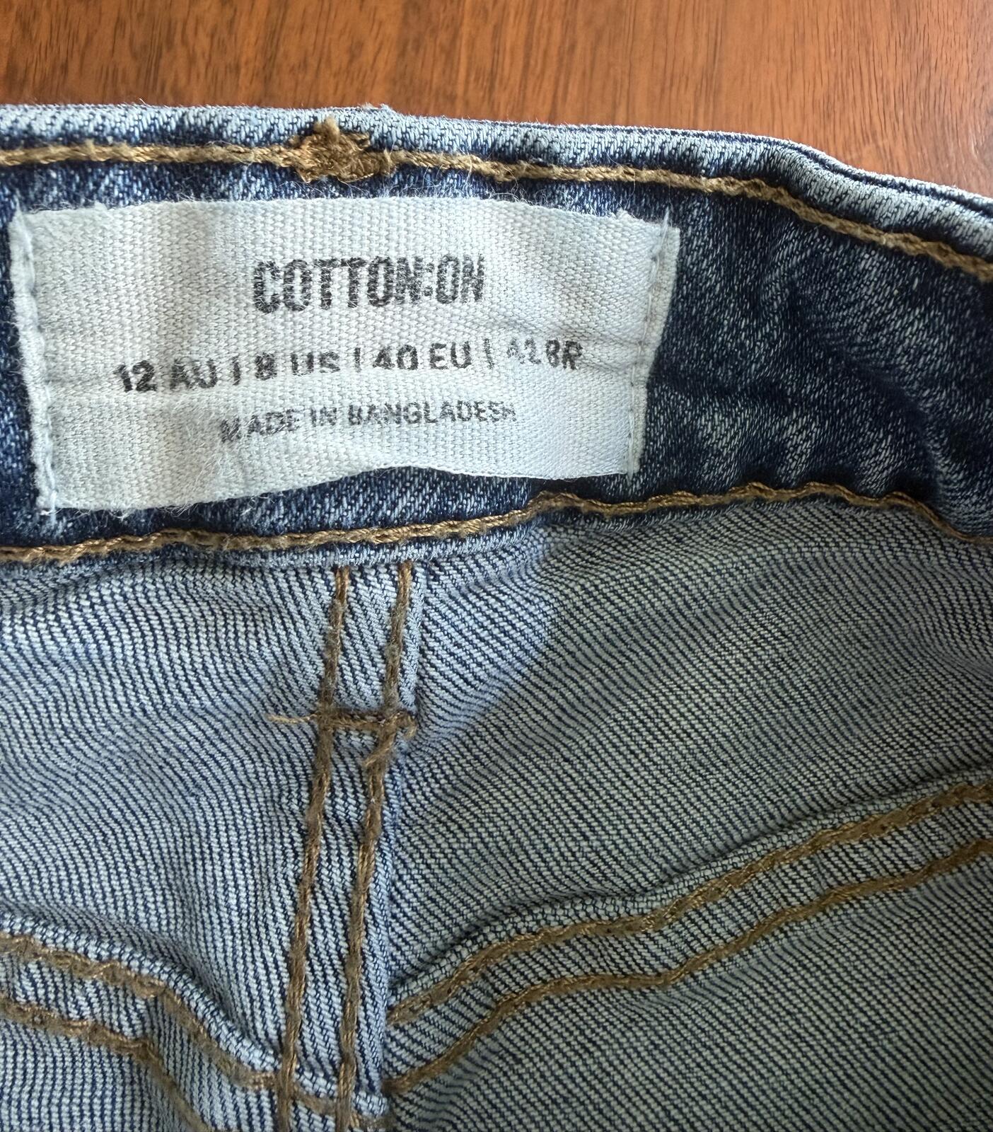 Cotton On Women's High Waist Rolled Hem Medium Wash Denim Shorts - Size 8