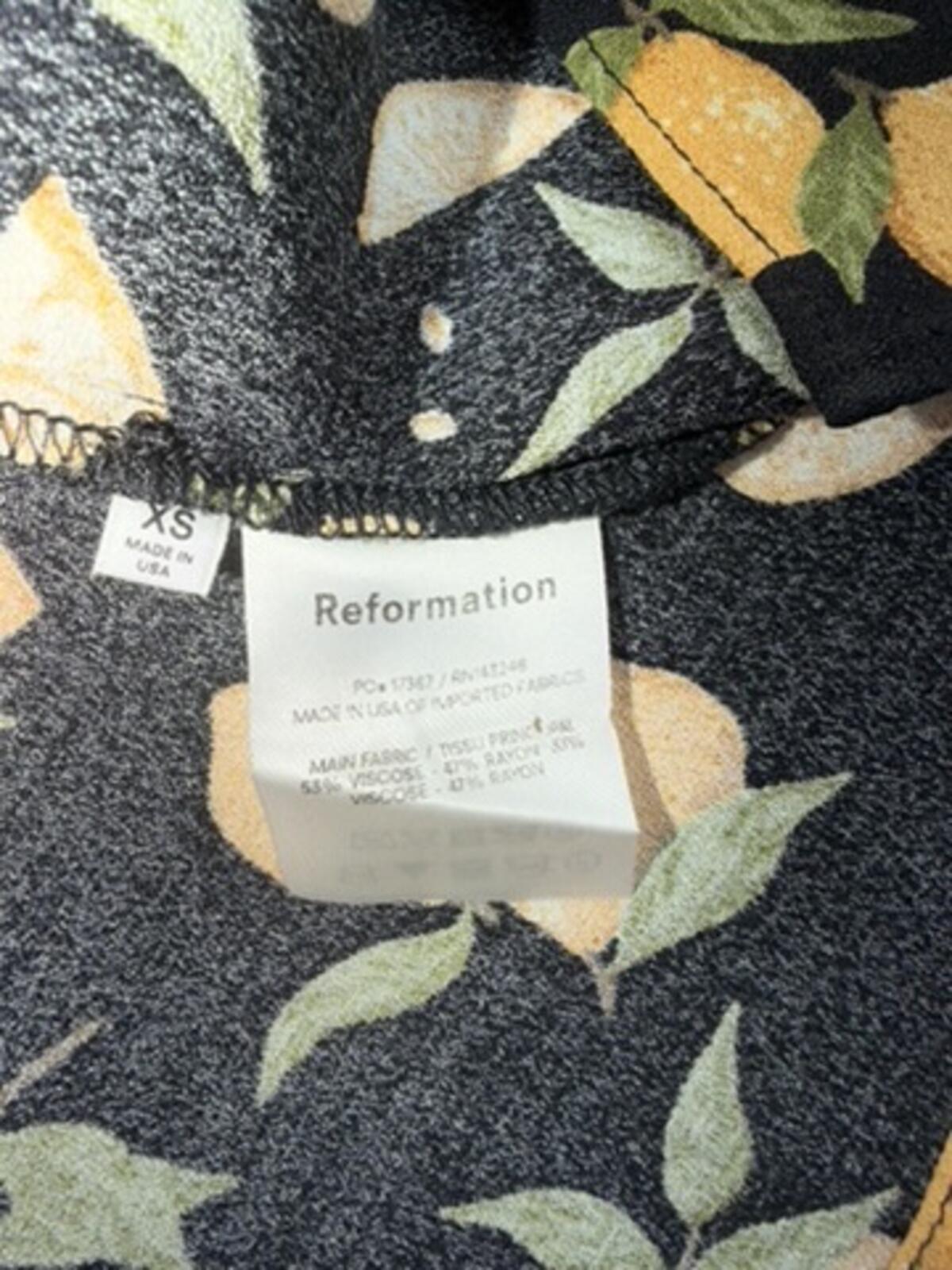 Reformation Black Lemon Print Mini Dress - Size XS