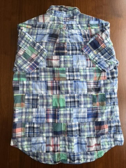 Brooks Brothers Regent Patchwork Plaid Short Sleeve Button-Up Shirt - Size L