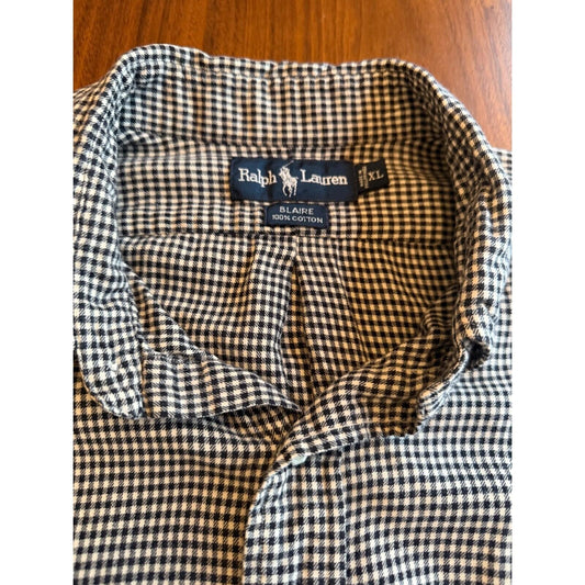 Polo Ralph Lauren Blaire Fit Black & White Gingham Button-Down - Size XL