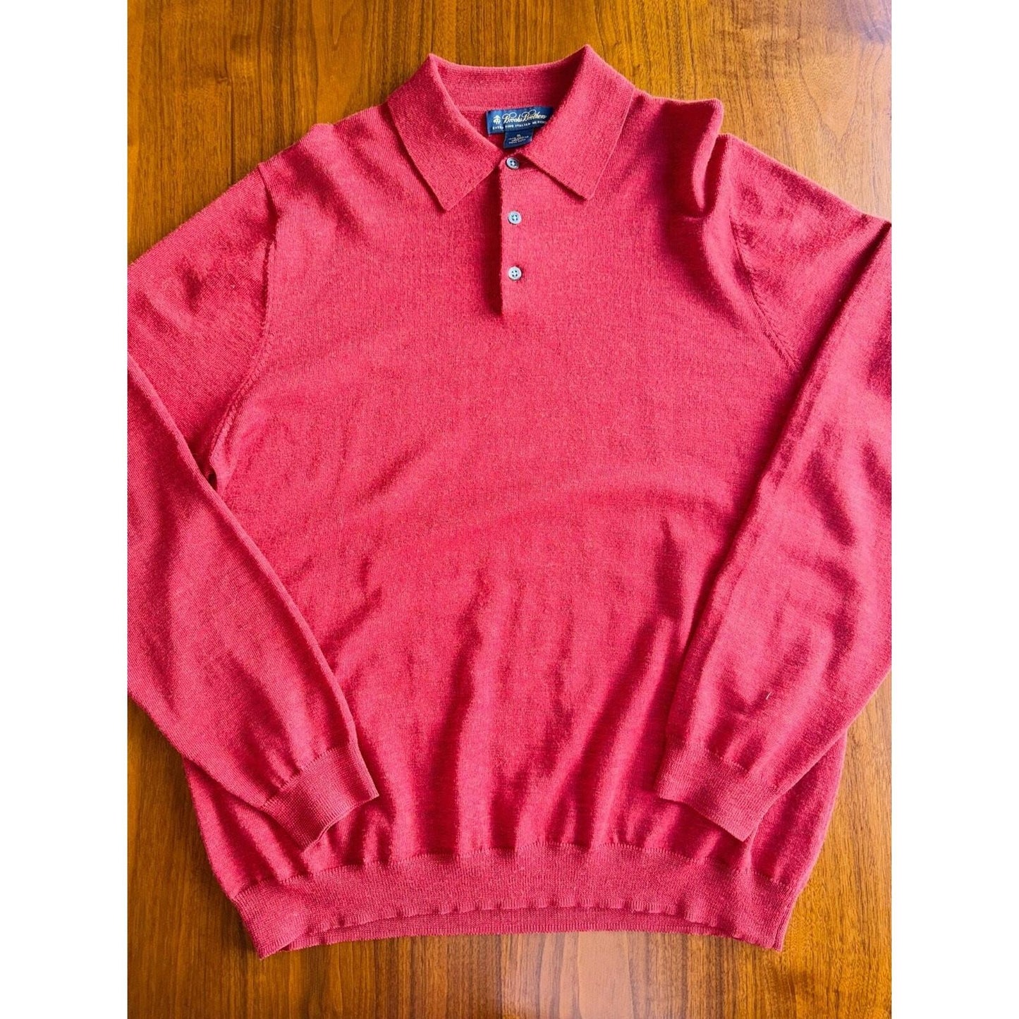 Brooks Brothers Italian Merino Wool Long Sleeve Polo Sweater Red - Size XL