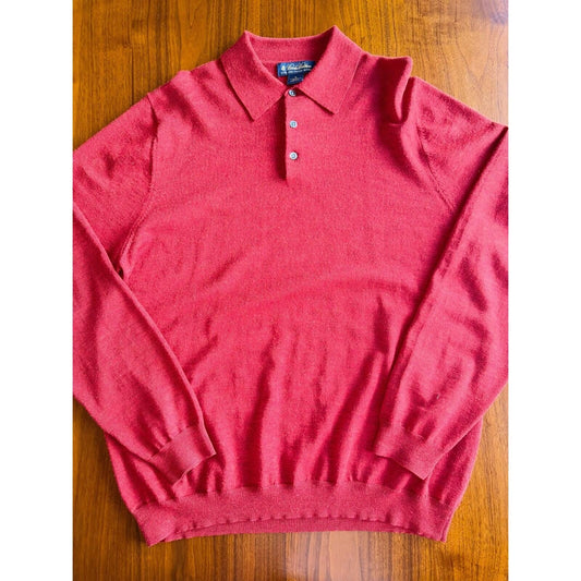 Brooks Brothers Italian Merino Wool Long Sleeve Polo Sweater Red - Size XL