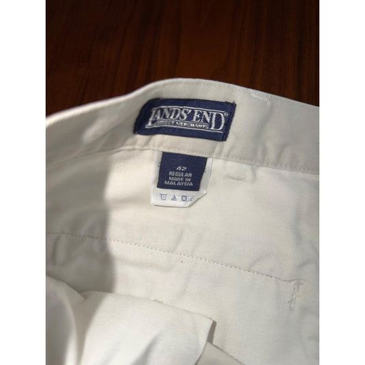 Lands' End Men's White Traditional Fit Chino Pants - Size 42 Regular