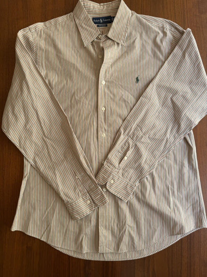 Polo Ralph Lauren Custom Fit Button-Down Tan Stripes - Size XL