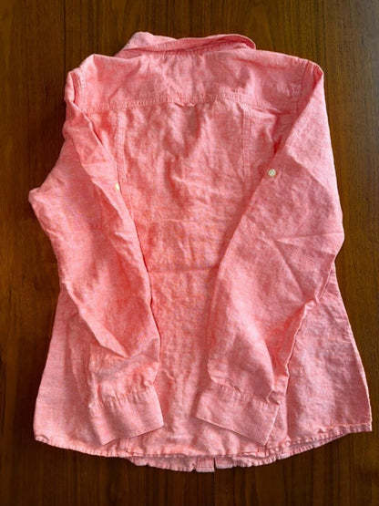 Banana Republic Women's Soft Wash Coral Linen Blend Button Down - Size 10.