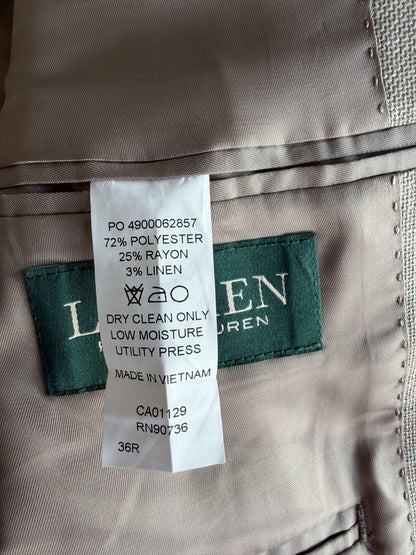 Lauren Ralph Lauren Grey Linen-Blend Two-Button Blazer 36R