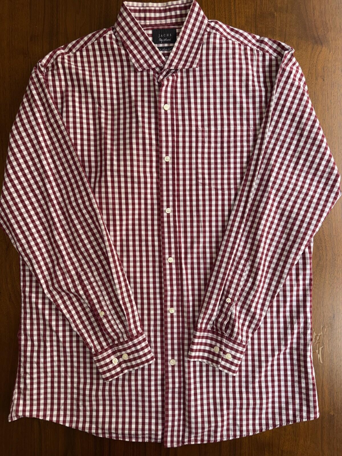 JACHS Men's City Smart Red Gingham Button-Down Shirt - Size XL