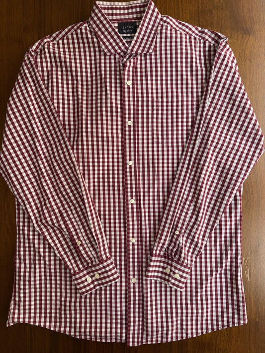 JACHS Men's City Smart Red Gingham Button-Down Shirt - Size XL