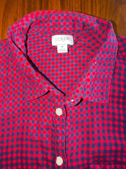 J.Crew Women's Red and Blue Gingham Button-Down - Size M