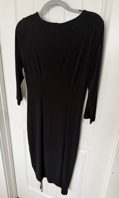New York & Company Black Stretch Midi Dress with Ruched Detail - Size M