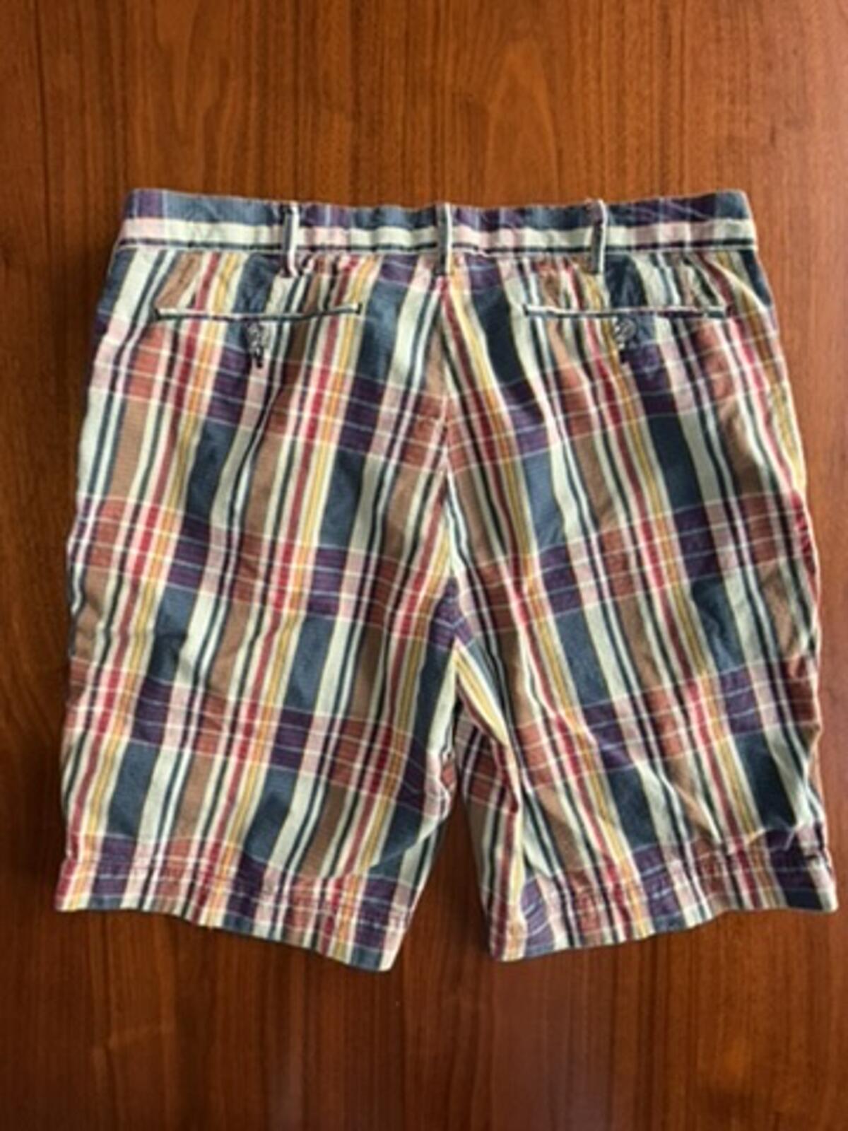 Polo Ralph Lauren Men's Classic Fit Madras Yellow, Red, and Navy Plaid Shorts - Size 33
