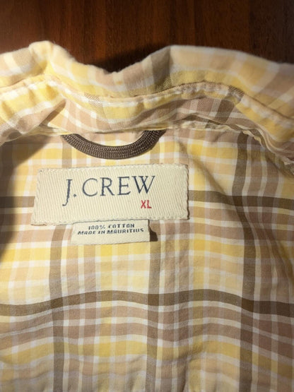 J.Crew Men's Yellow & Brown Plaid Button-Down Shirt - Size XL