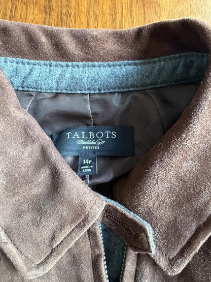 Talbot's Brown Suede Bomber Jacket - Size 14P