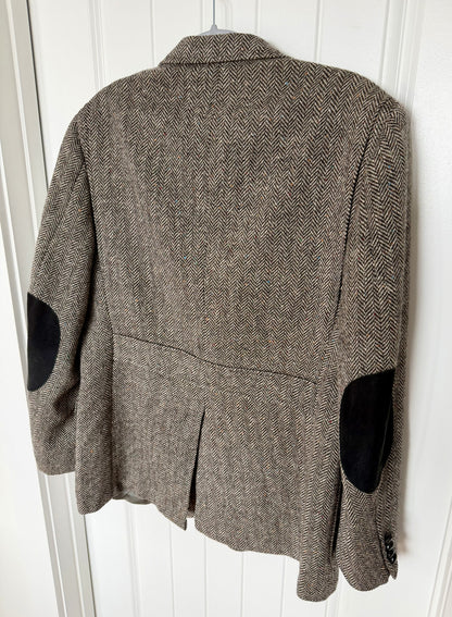 Garrison Park Men's Tweed Herringbone Shooting Jacket w/Elbow Patches - Size 42
