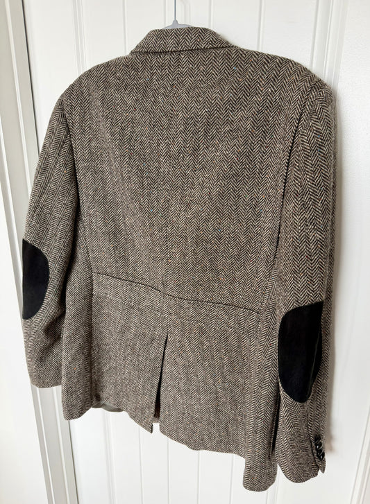 Garrison Park Men's Tweed Herringbone Shooting Jacket w/Elbow Patches - Size 42
