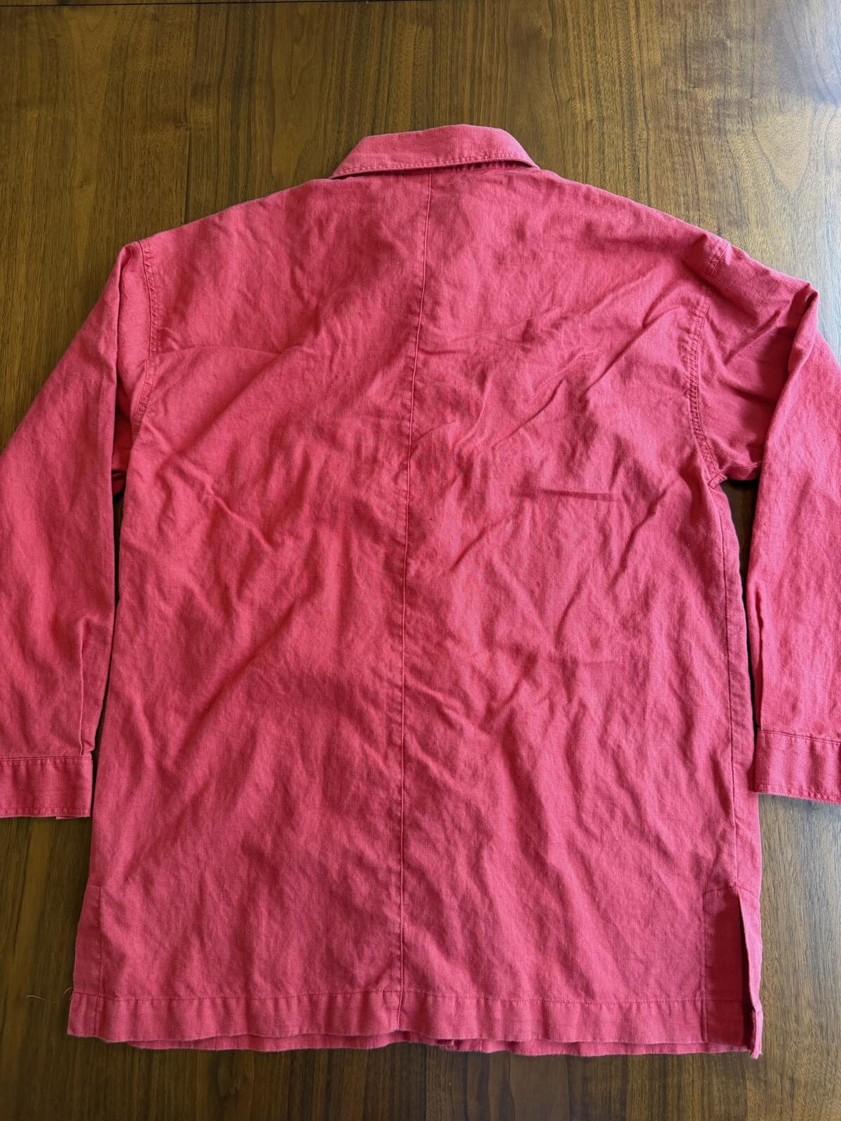 Bay Studio Women's Red Linen Button-Up Shirt - Size M
