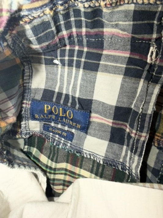 Polo Ralph Lauren Men's Authentic Indian Madras Navy Plaid Patchwork Shorts - Size 31