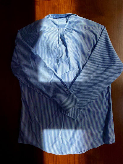 Brooks Brothers Blue and White Striped Non-Iron Cotton Dress Shirt - Size 15.5-33