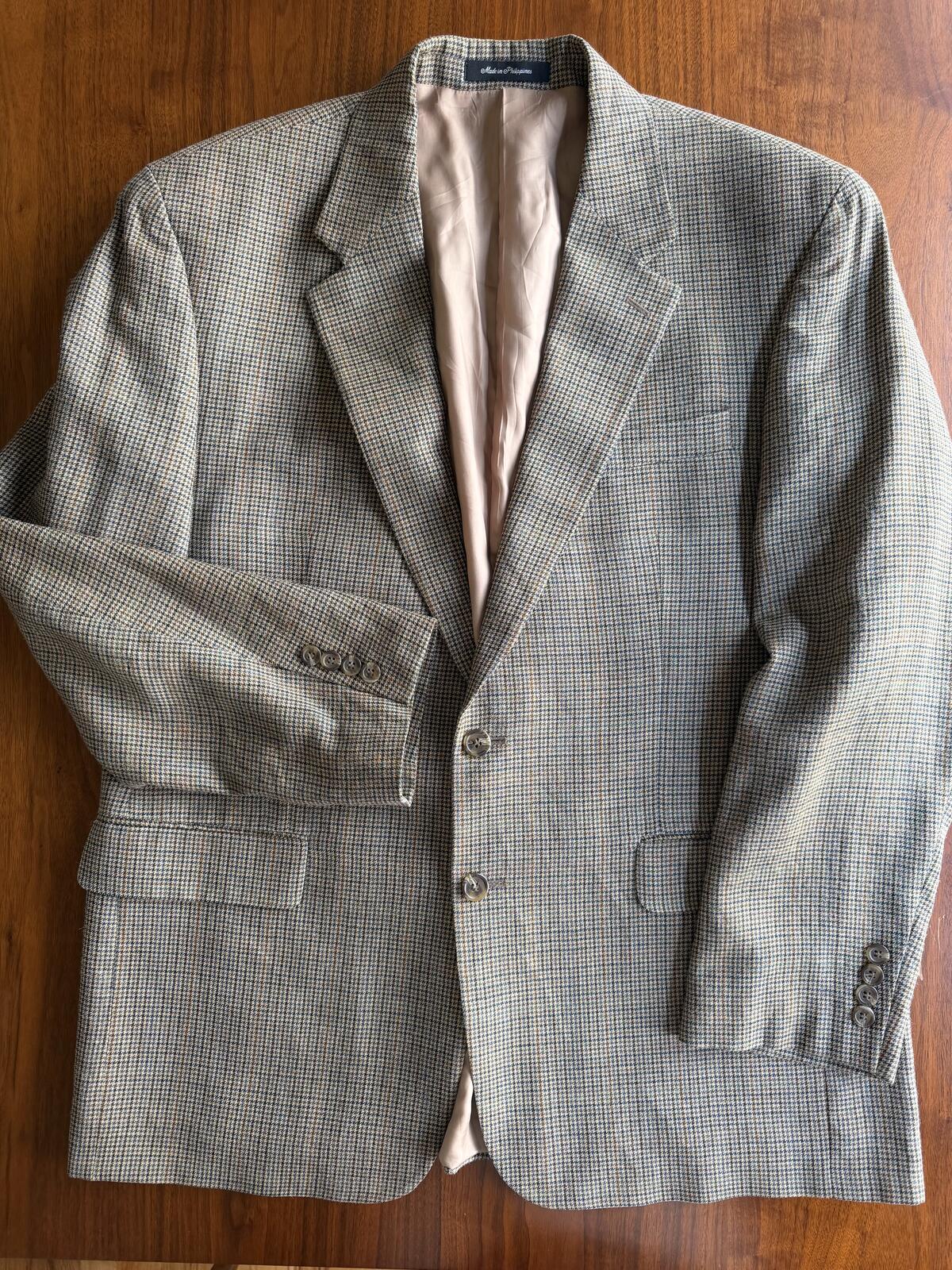 Lauren Ralph Lauren Men's Houndstooth Brown Wool-Silk Sport Coat - 44R