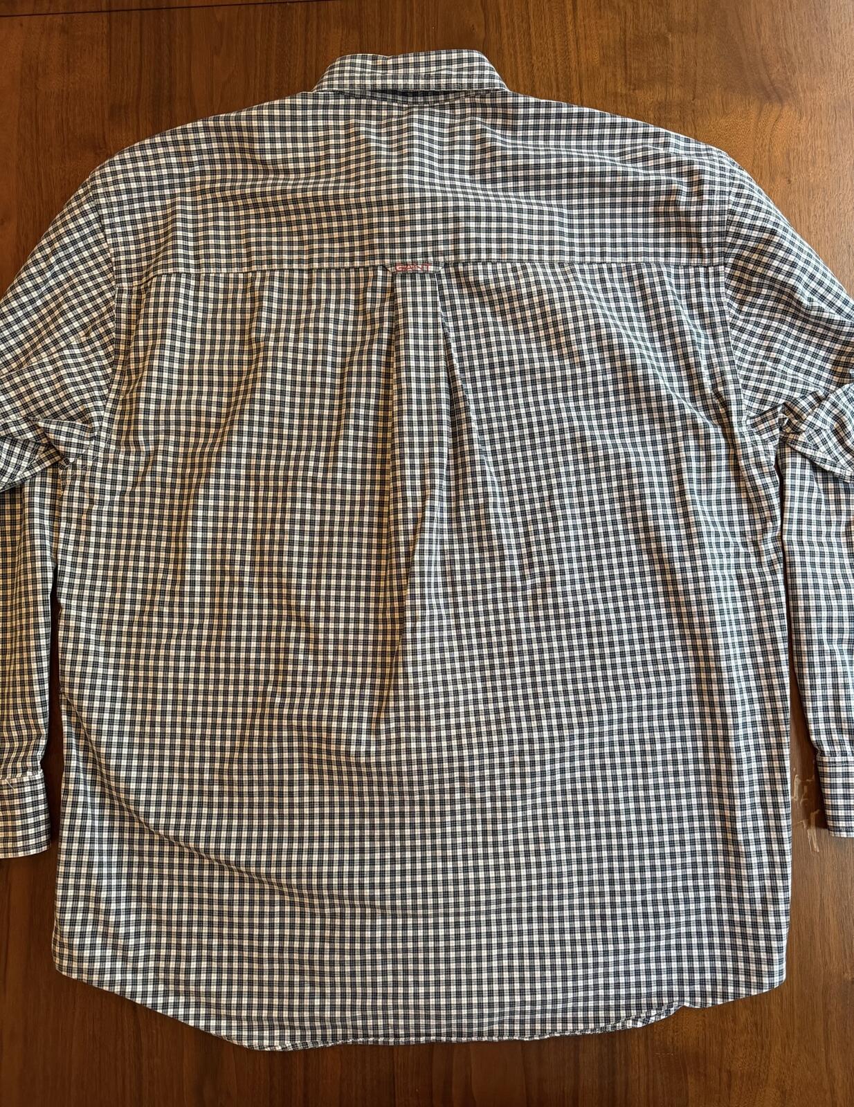 GANT Men’s Black and White Check Button-Down Shirt - Size XL