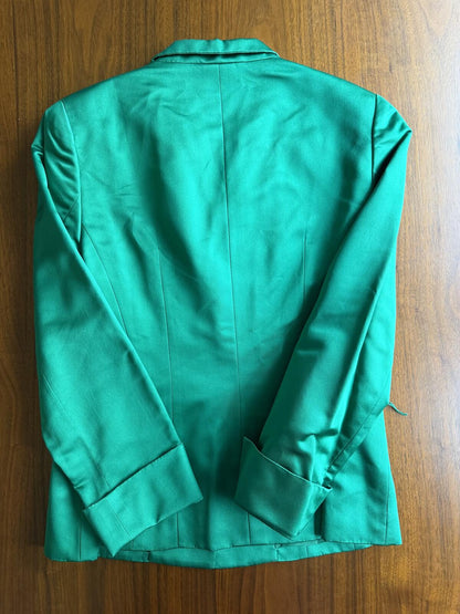 Vintage Carlisle Green Silk Blend Single-Button Shawl Collar Blazer - Size 4
