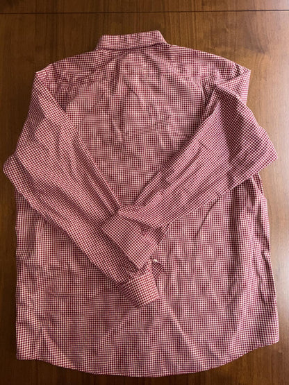 L.L.Bean Men's Red Check Wrinkle Resistant Cotton Button Down Shirt - Size L
