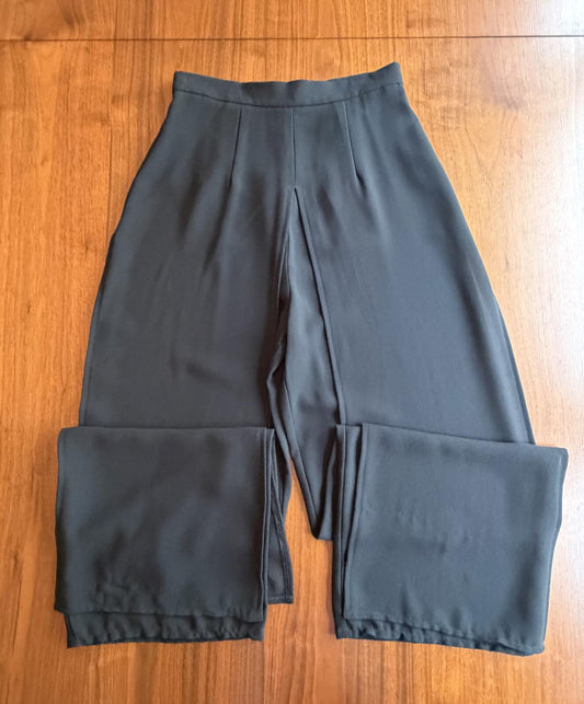 Joseph Ribkoff Women's Black Sheer Overlay Wide-Leg Dress Pants - Size 8