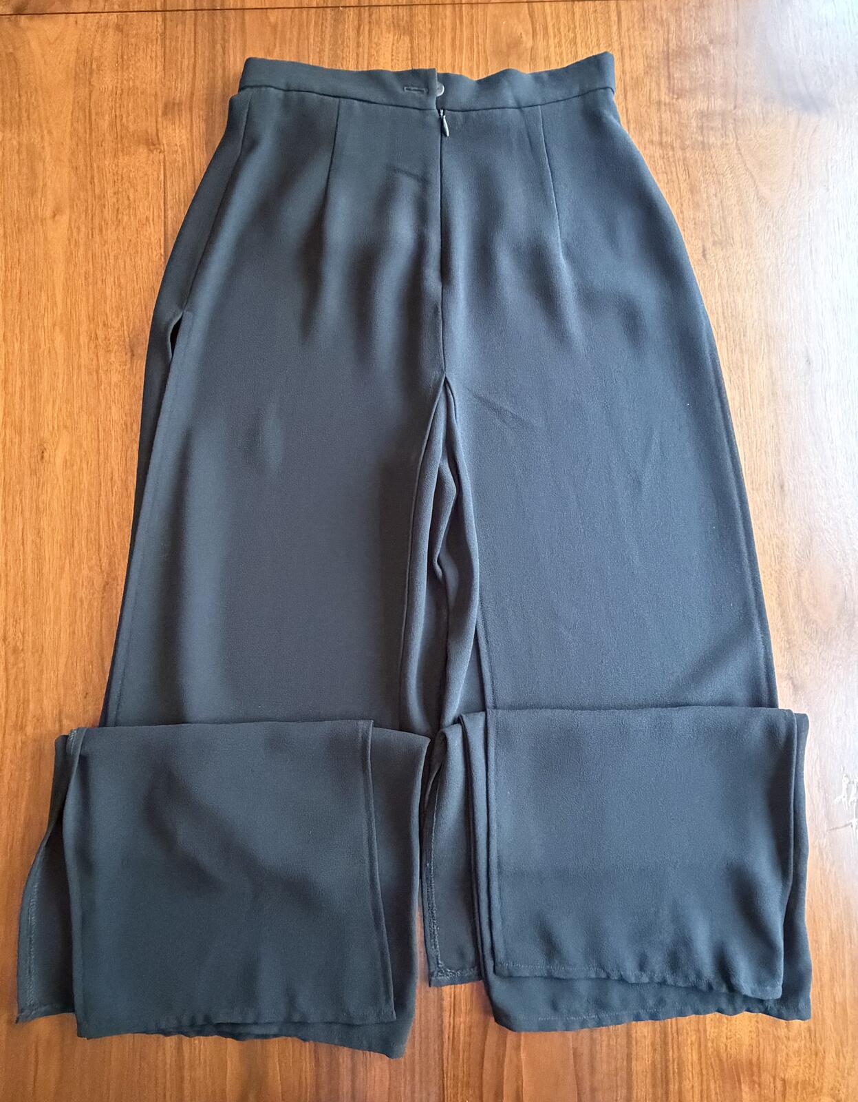 Joseph Ribkoff Women's Black Sheer Overlay Wide-Leg Dress Pants - Size 8