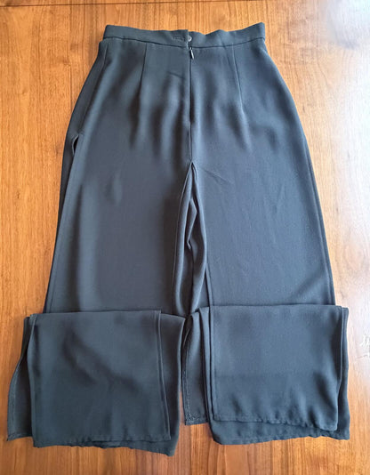 Joseph Ribkoff Women's Black Sheer Overlay Wide-Leg Dress Pants - Size 8