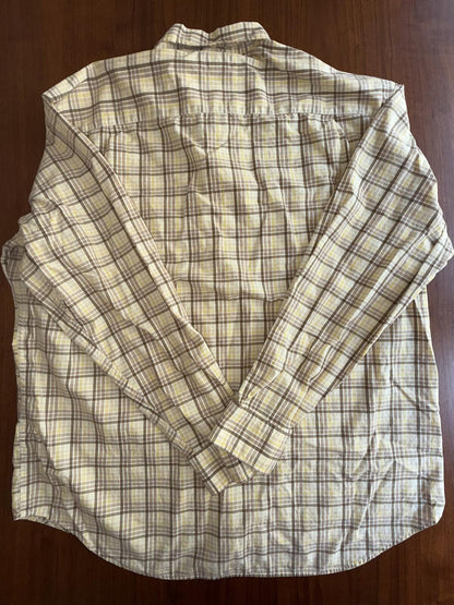 J.Crew Men's Yellow & Brown Plaid Button-Down Shirt - Size XL
