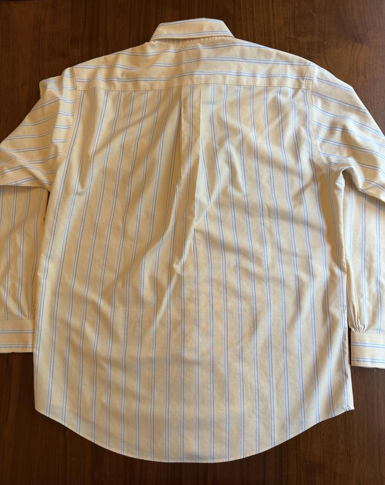 Brooks Brothers 346 Men's Long Sleeve Yellow Striped Button-Down Shirt - Size M