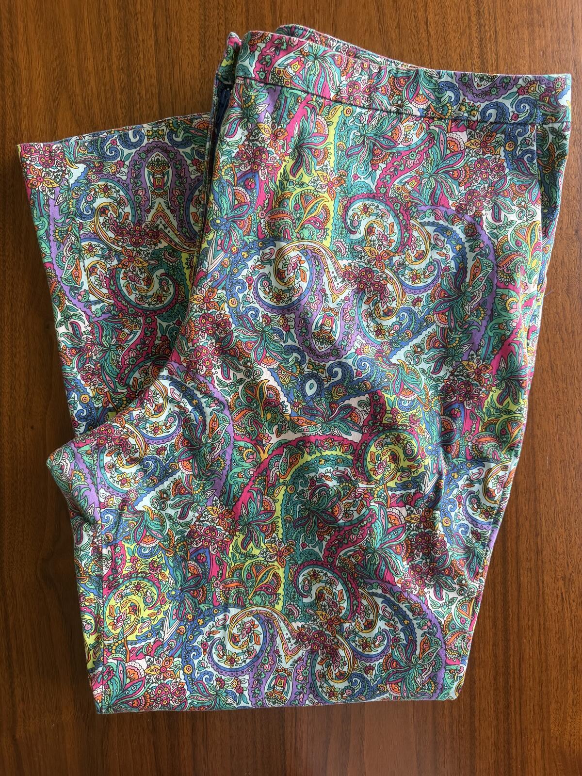 Tommy Hilfiger Women's Multicolor Paisley Print Cropped Pants - Size 16