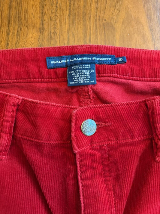 Ralph Lauren Sport Women's Red Corduroy Pants - Size 10